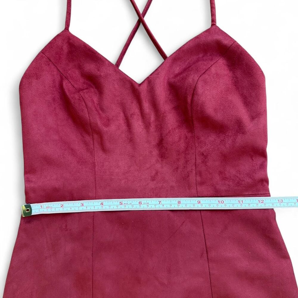 Lovers & Friends Y2K style faux vegan suede brick red mini dress SIze XS - Picture 5 of 5